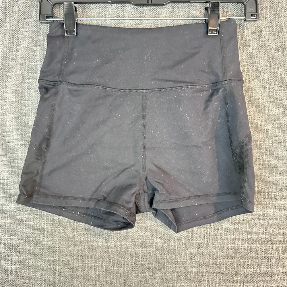 Athletic Works Black Mesh Pocket High‎ Waist Athletic Shorts Women's